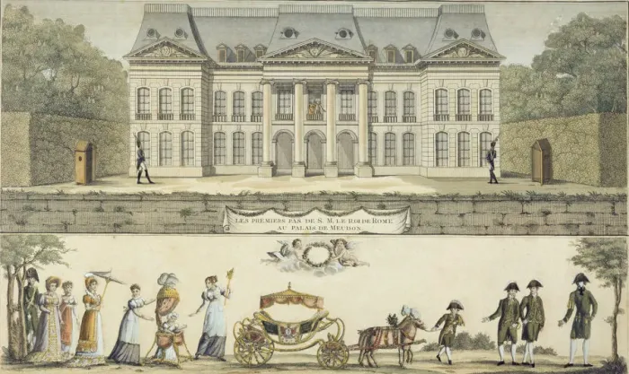 Framed Print : The First Steps of the King of Rome at the Chateau of Meudon, 19th century Framed Print : The First Steps of the King of Rome at the Chateau of Meudon, 19th century