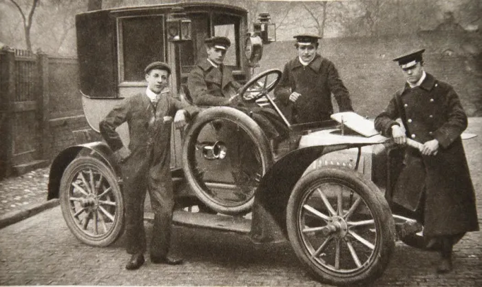 Framed Print : First taxi-cab in Liverpool, Merseyside, 1906. Artist: JP Wood Framed Print : First taxi-cab in Liverpool, Merseyside, 1906. Artist: JP Wood