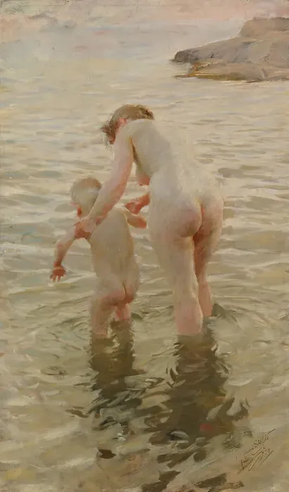 Framed Print : The First Time, 1888. Creator: Anders Leonard Zorn Framed Print : The First Time, 1888. Creator: Anders Leonard Zorn