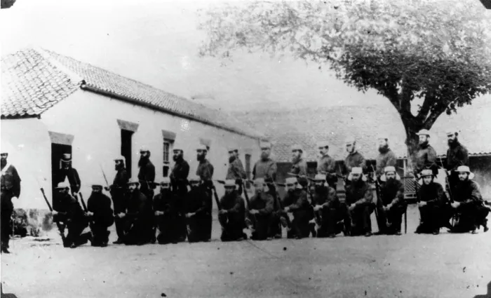Framed Print : First troops in Brisbane. Creator: Unknown Framed Print : First troops in Brisbane. Creator: Unknown
