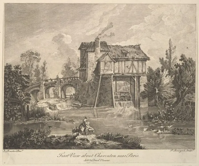 Framed Print : First View of Clarenton near Paris, mid to late 18th century Framed Print : First View of Clarenton near Paris, mid to late 18th century