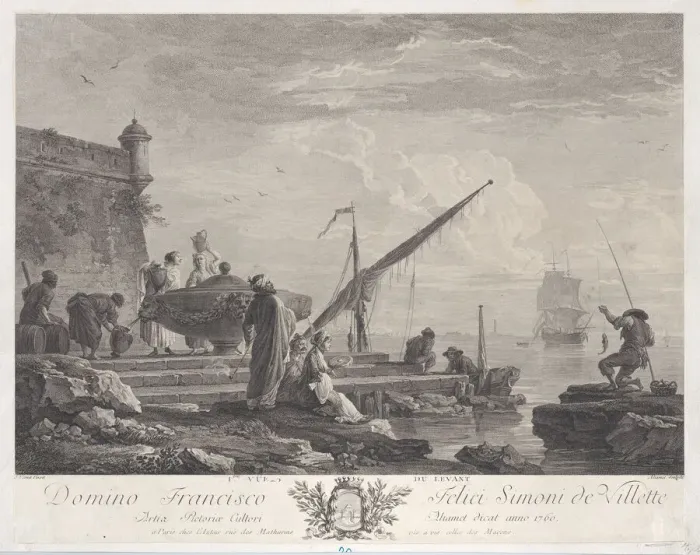 Framed Print : First View of the Levant, ca. 1760. Creator: Jacques Aliamet Framed Print : First View of the Levant, ca. 1760. Creator: Jacques Aliamet