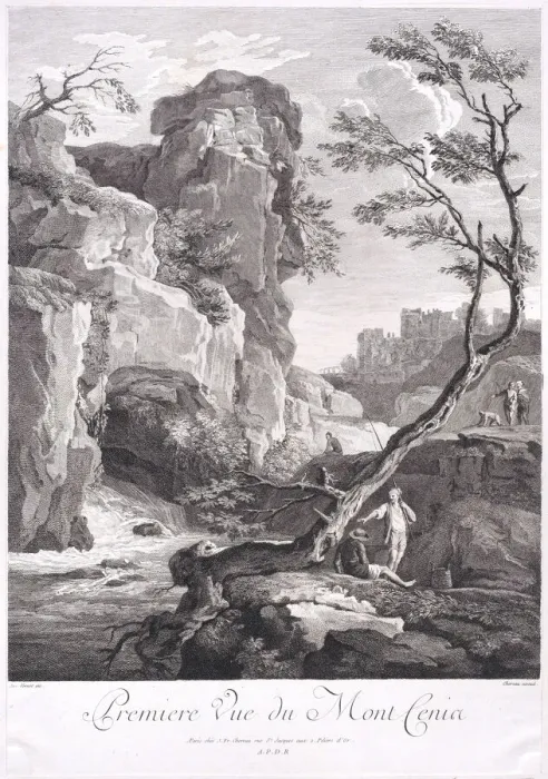 Framed Print : First View of Mount Cenia, ca. 1750-1800. Creator: Jacques II Chereau Framed Print : First View of Mount Cenia, ca. 1750-1800. Creator: Jacques II Chereau
