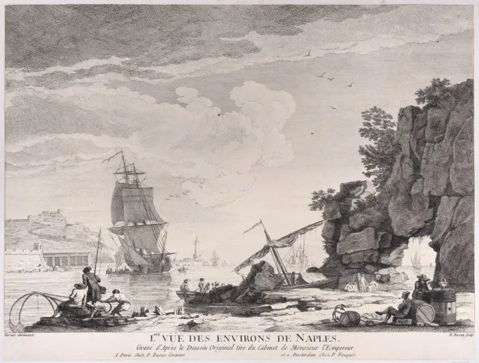 Framed Print : First View of the Surroundings of Naples, ca. 1776. Creator: Pierre Francois Basan Framed Print : First View of the Surroundings of Naples, ca. 1776. Creator: Pierre Francois Basan
