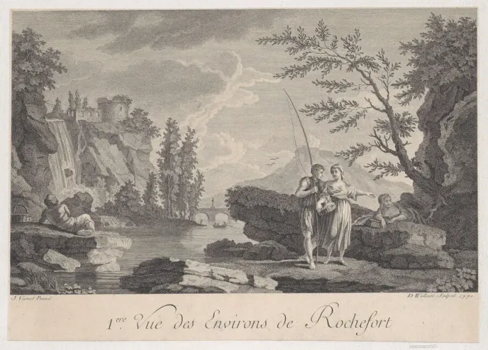 Framed Print : First View of the Surroundings of Rochefort, 1770. Creator: D Wallaert