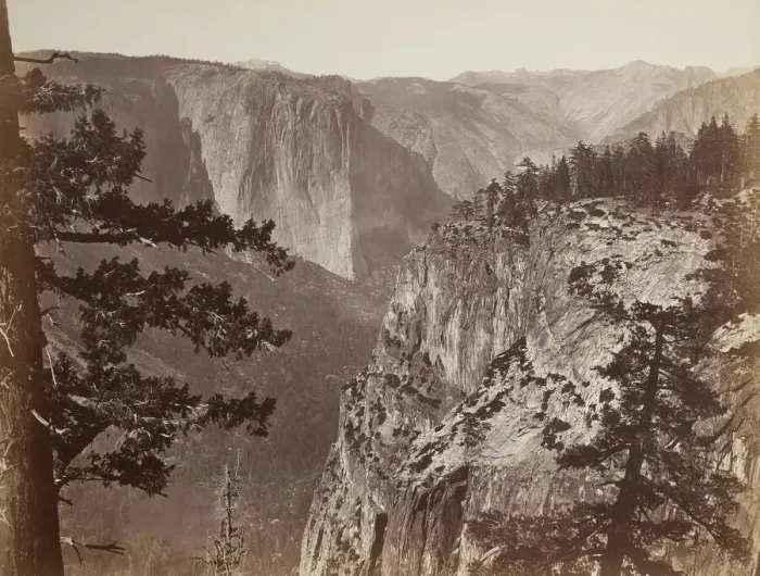 Framed Print : First View of the Yosemite Valley from the Mariposa Trail, 1865 / 66 Framed Print : First View of the Yosemite Valley from the Mariposa Trail, 1865 / 66