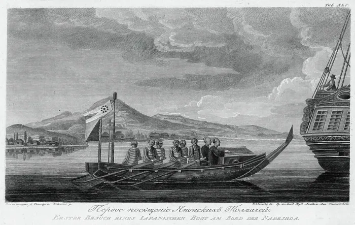 Framed Print : First Visit of Japanese Interpreters, 1813. Creator: Andrey Grigor'evich Ukhtomsky Framed Print : First Visit of Japanese Interpreters, 1813. Creator: Andrey Grigor'evich Ukhtomsky