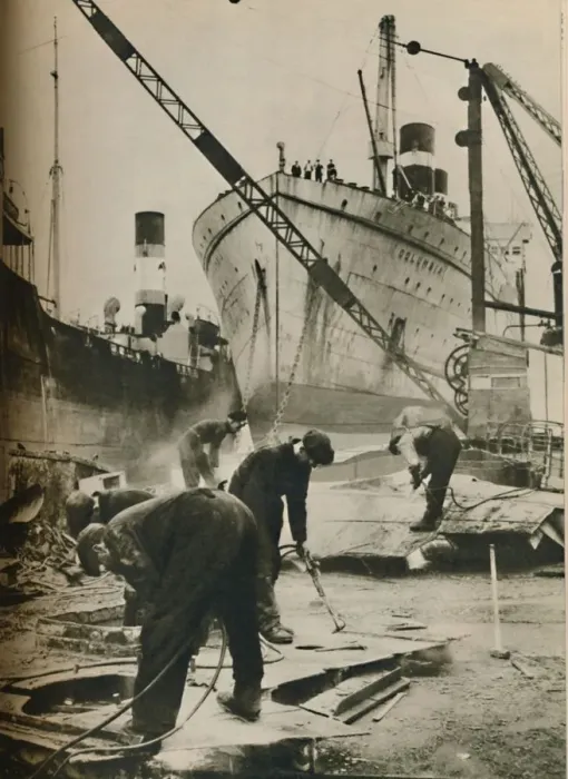 Framed Print : On the Firth of Forth. Shipbreaking at Bo ness West Lothian, 1937 Framed Print : On the Firth of Forth. Shipbreaking at Bo ness West Lothian, 1937