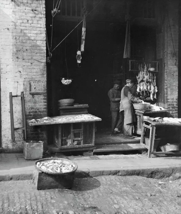 Framed Print : Fish Alley, Chinatown, San Francisco, between 1896 and 1906. Creator: Arnold Genthe Framed Print : Fish Alley, Chinatown, San Francisco, between 1896 and 1906. Creator: Arnold Genthe