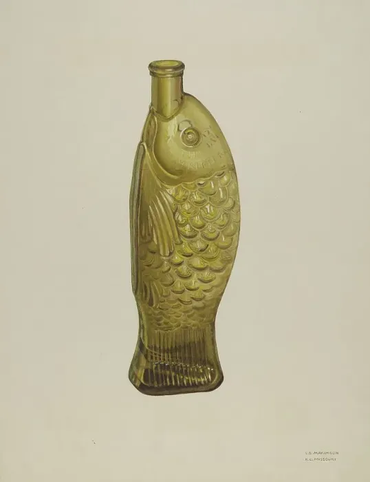 Framed Print : Fish Bitters Bottle, 1935 / 1942. Creator: Loraine Makimson Framed Print : Fish Bitters Bottle, 1935 / 1942. Creator: Loraine Makimson