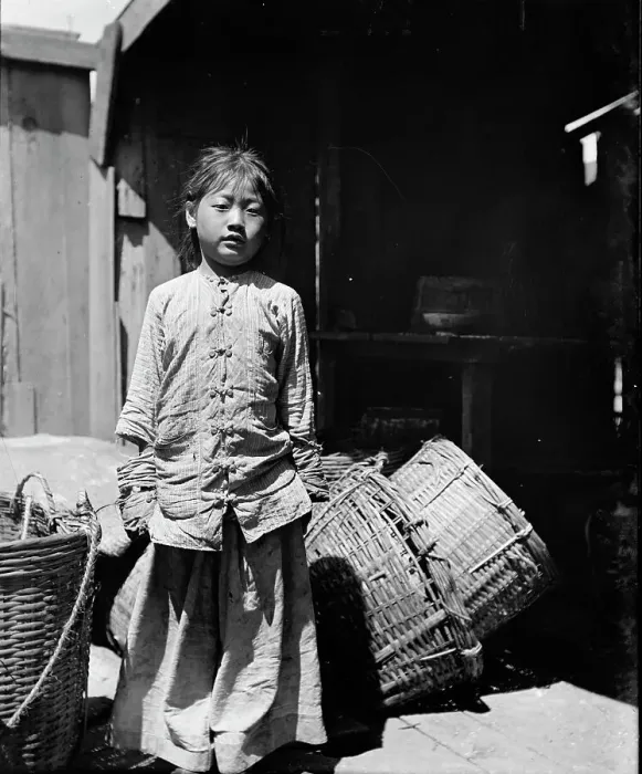 Framed Print : The fish dealer's daughter, Chinatown, San Francisco, between 1896 and 1906. Creator: Arnold Genthe Framed Print : The fish dealer's daughter, Chinatown, San Francisco, between 1896 and 1906. Creator: Arnold Genthe