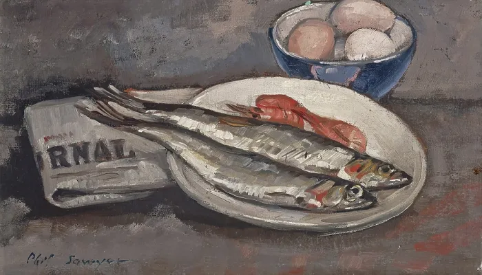 Framed Print : Fish and Eggs, 1923. Creator: Philip Ayer Sawyer Framed Print : Fish and Eggs, 1923. Creator: Philip Ayer Sawyer