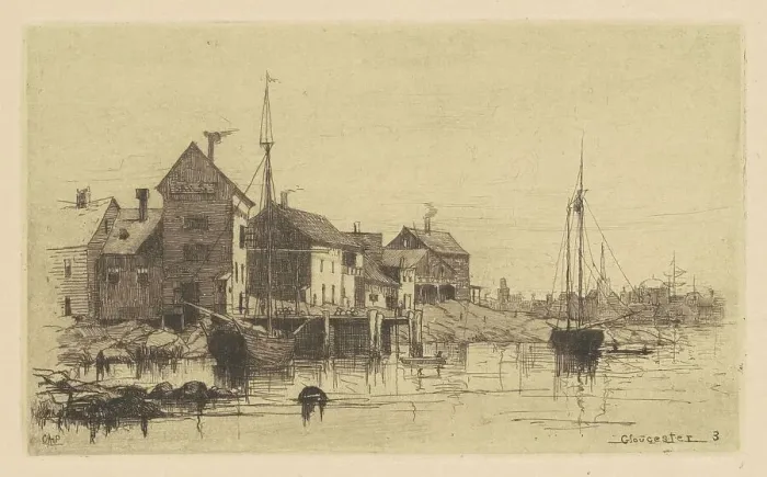 Framed Print : Fish-Houses, 1881. Creator: Charles A Platt Framed Print : Fish-Houses, 1881. Creator: Charles A Platt