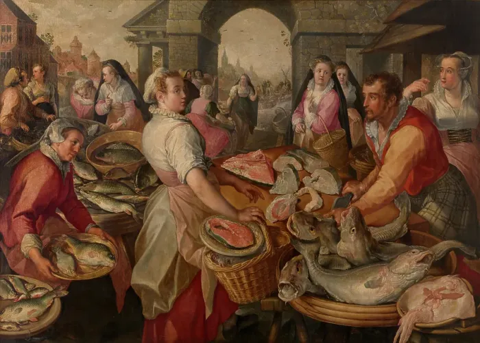 Framed Print : Fish Market, 1574. Creator: Joachim Beuckelaer Framed Print : Fish Market, 1574. Creator: Joachim Beuckelaer