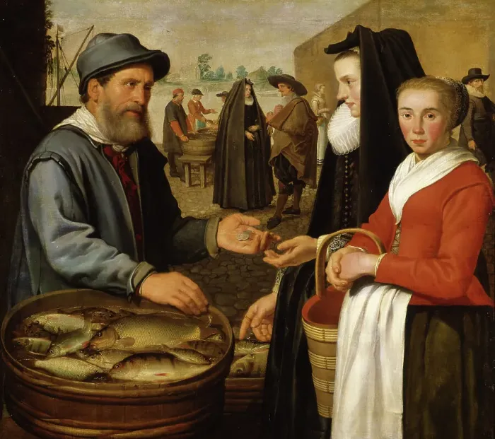Framed Print : The fish market, 1627. Creator: Cuyp, Jacob Gerritsz (1594-1651) Framed Print : The fish market, 1627. Creator: Cuyp, Jacob Gerritsz (1594-1651)