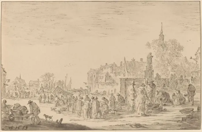 Framed Print : Fish Market, 1767. Creator: Cornelis Ploos van Amstel Framed Print : Fish Market, 1767. Creator: Cornelis Ploos van Amstel