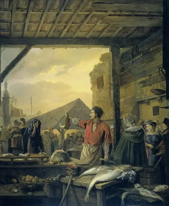 Framed Print : The Fish Market in Antwerp, 1827. Creator: Ignatius van Regemorter Framed Print : The Fish Market in Antwerp, 1827. Creator: Ignatius van Regemorter