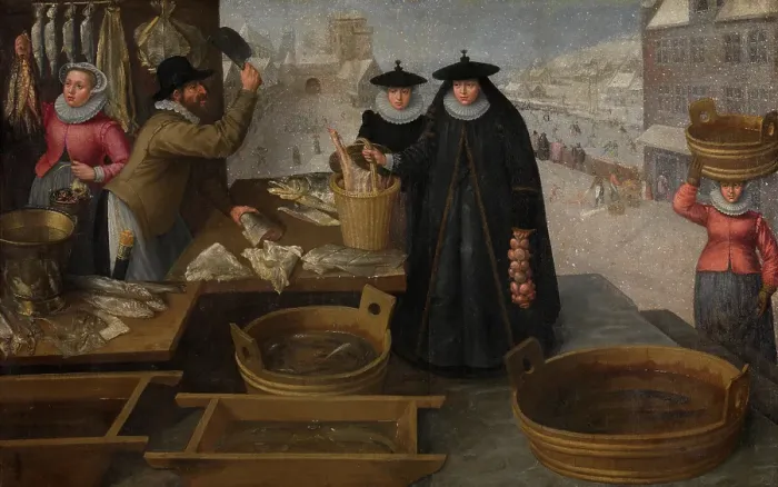Framed Print : Fish Market. Creator: Frederik van Valckenborch Framed Print : Fish Market. Creator: Frederik van Valckenborch