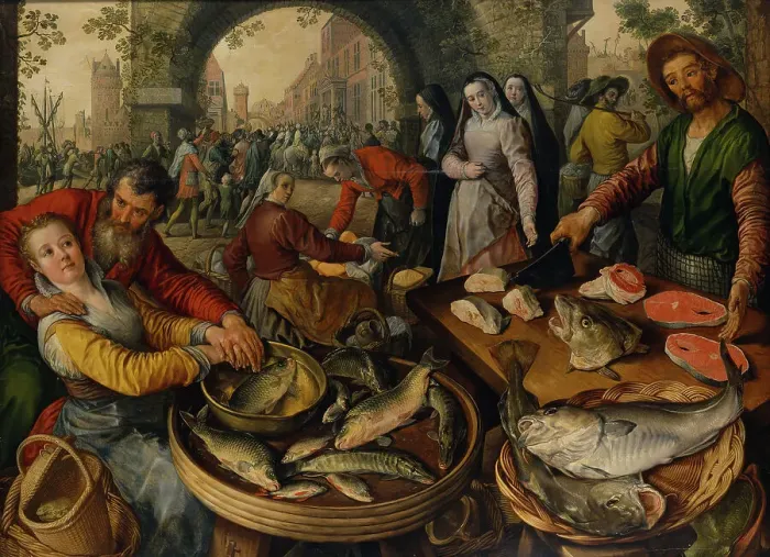 Framed Print : Fish Market with Ecce Homo, 1570. Creator: Joachim Beuckelaer Framed Print : Fish Market with Ecce Homo, 1570. Creator: Joachim Beuckelaer