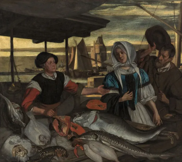 Framed Print : Fish market at evening, ca 1672 Framed Print : Fish market at evening, ca 1672