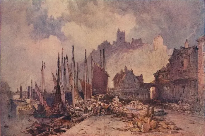 Framed Print : Fish Market on the Quay, Folkestone Harbour, c1885. Artist: William Callow Framed Print : Fish Market on the Quay, Folkestone Harbour, c1885. Artist: William Callow