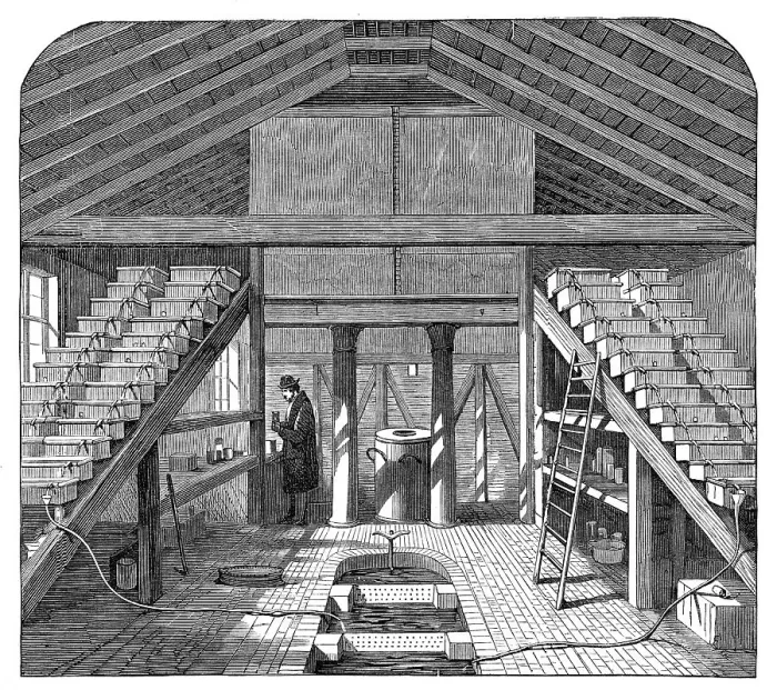 Framed Print : Fish-rearing house at Twickenham, 1864. Creator: Unknown Framed Print : Fish-rearing house at Twickenham, 1864. Creator: Unknown