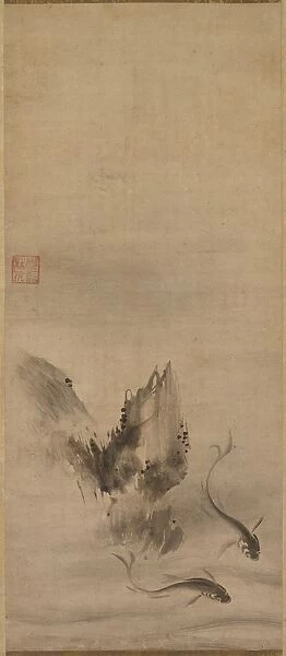 Fish and Rock; Fish and Seaweed, 16th century. Creator: Rinkyo (Japanese)