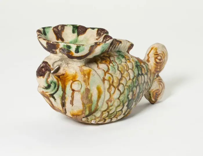 Framed Print : Fish-Shaped Oil Lamp, Tang dynasty (618-906), first half of 8th century. Creator: Unknown Framed Print : Fish-Shaped Oil Lamp, Tang dynasty (618-906), first half of 8th century. Creator: Unknown