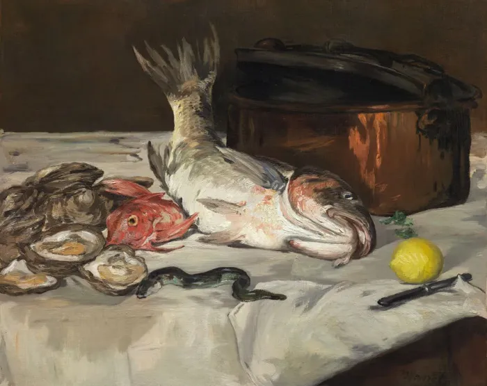 Framed Print : Fish (Still Life), 1864. Creator: Edouard Manet Framed Print : Fish (Still Life), 1864. Creator: Edouard Manet