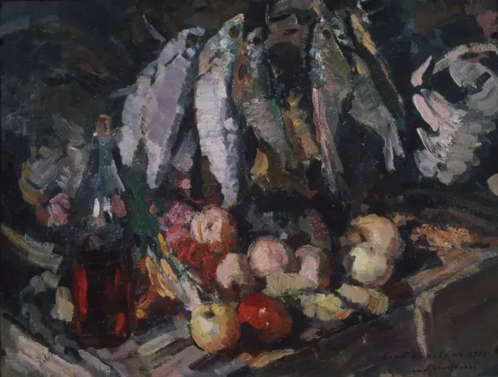 Framed Print : Fish, vine and fruits, 1916. Artist: Korovin, Konstantin Alexeyevich (1861-1939) Framed Print : Fish, vine and fruits, 1916. Artist: Korovin, Konstantin Alexeyevich (1861-1939)