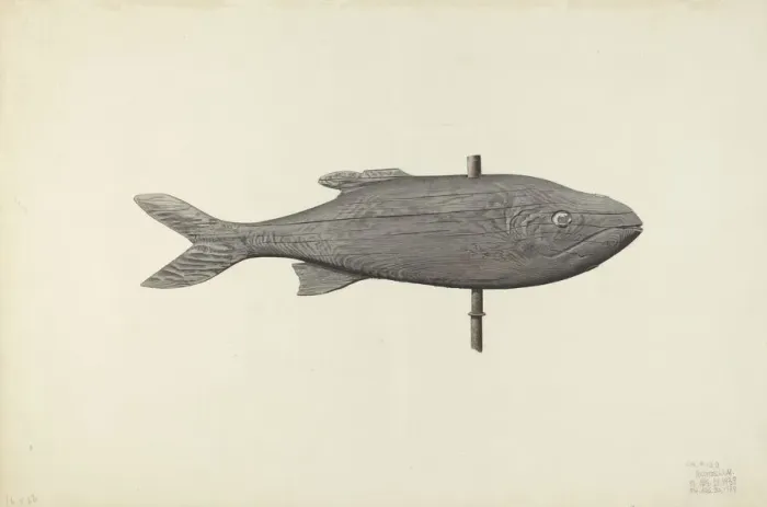 Framed Print : Fish Weather Vane, 1939. Creator: Michael Riccitelli Framed Print : Fish Weather Vane, 1939. Creator: Michael Riccitelli