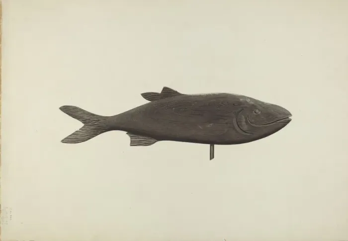 Framed Print : Fish Weather Vane, c. 1939. Creator: Michael Riccitelli Framed Print : Fish Weather Vane, c. 1939. Creator: Michael Riccitelli