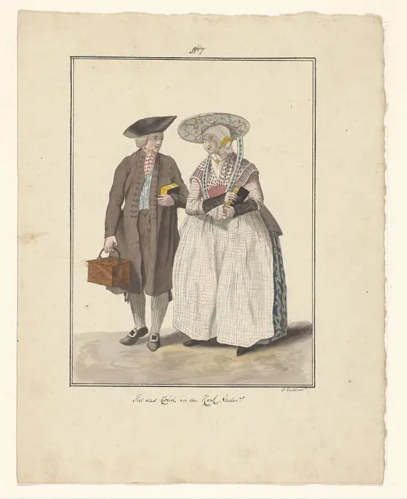 Framed Print : Fisher couple from Friesland, 1803-c.1899. Creator: J. Enklaar Framed Print : Fisher couple from Friesland, 1803-c.1899. Creator: J. Enklaar