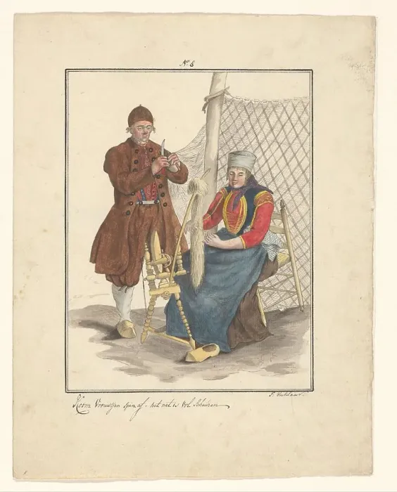 Framed Print : Fisher couple from Schokland, 1803-c.1899. Creator: J. Enklaar Framed Print : Fisher couple from Schokland, 1803-c.1899. Creator: J. Enklaar