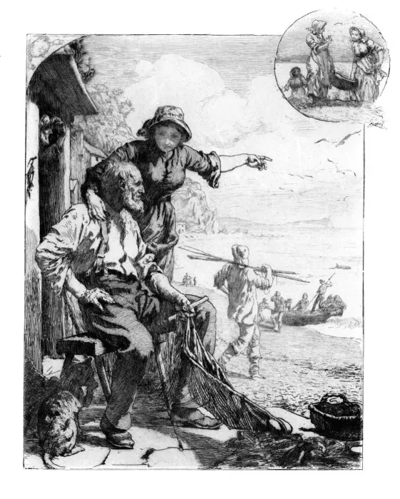 Framed Print : The Fisher Folks Harvest. Mackerel in the Bay, Sketch in South Devon, 1882 Framed Print : The Fisher Folks Harvest. Mackerel in the Bay, Sketch in South Devon, 1882