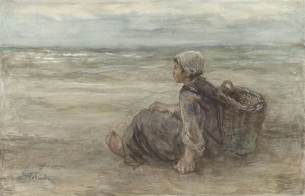 Fisher-girl on the beach, 1903. Creator: Jozef Israels