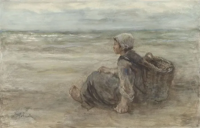 Framed Print : Fisher-girl on the beach, 1903. Creator: Jozef Israels Framed Print : Fisher-girl on the beach, 1903. Creator: Jozef Israels