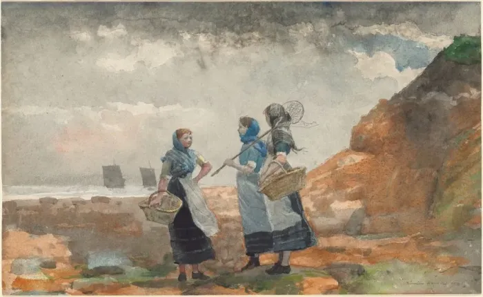 Framed Print : Three Fisher Girls, Tynemouth, 1881. Creator: Winslow Homer Framed Print : Three Fisher Girls, Tynemouth, 1881. Creator: Winslow Homer