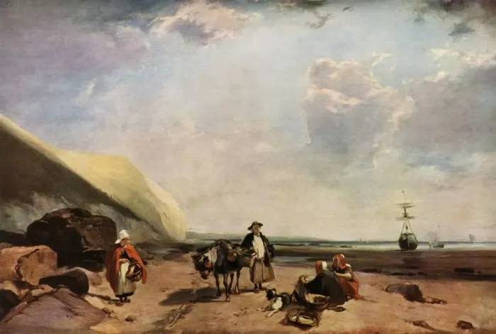 Framed Print : Fisherfolk on the Coast of Normandy, France, c1824, (1934). Creator: Richard Parkes Bonington Framed Print : Fisherfolk on the Coast of Normandy, France, c1824, (1934). Creator: Richard Parkes Bonington