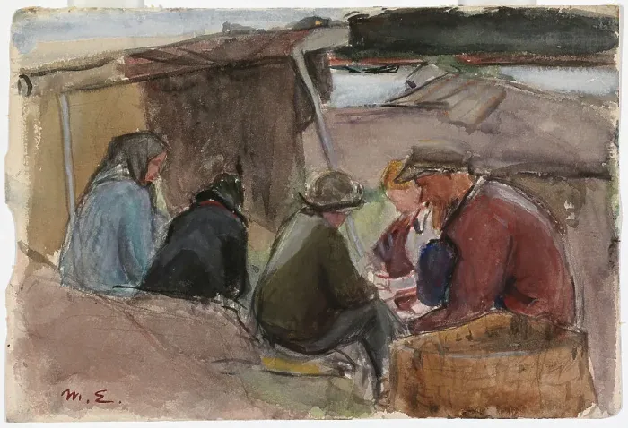 Framed Print : Fisherfolk by the Sea, 1900-1925. Creator: Magnus Enckell Framed Print : Fisherfolk by the Sea, 1900-1925. Creator: Magnus Enckell