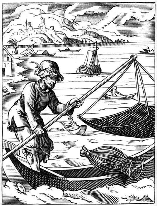 Framed Print : Fisherman, 16th century (1849). Artist: Jost Amman Framed Print : Fisherman, 16th century (1849). Artist: Jost Amman