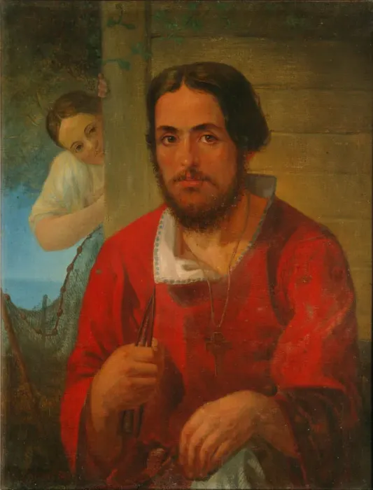 Framed Print : Fisherman. Artist: Zakharov (Chechenets), Pyotr Zakharovich (1816-1846) Framed Print : Fisherman. Artist: Zakharov (Chechenets), Pyotr Zakharovich (1816-1846)