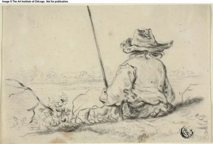 Framed Print : Fisherman on Bank, n.d. Creator: Jacob van Strij Framed Print : Fisherman on Bank, n.d. Creator: Jacob van Strij