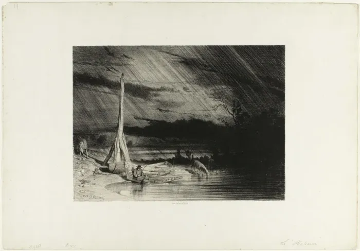 Framed Print : Fisherman, c. 1844. Creator: Charles Emile Jacque Framed Print : Fisherman, c. 1844. Creator: Charles Emile Jacque