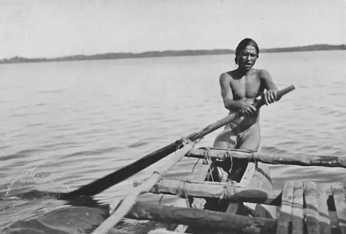 Framed Print : Fisherman on his Canoe, c1890, (1910). Artist: Alfred William Amandus Plate Framed Print : Fisherman on his Canoe, c1890, (1910). Artist: Alfred William Amandus Plate
