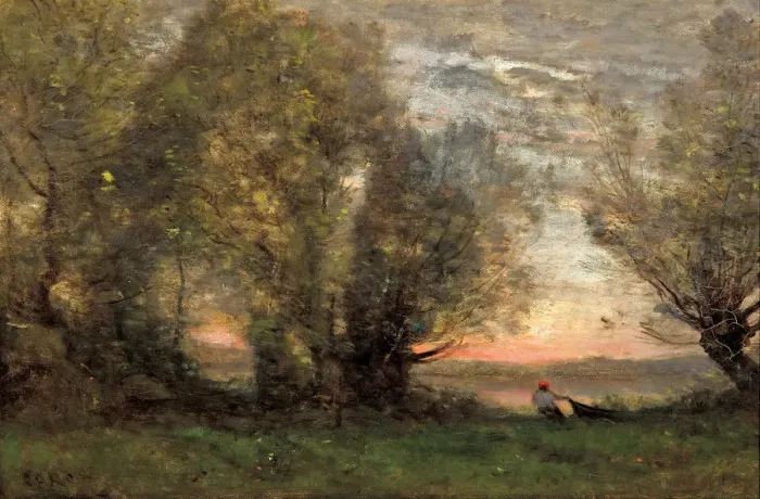 Framed Print : The fisherman, evening effect, ca 1860-1870. Artist: Corot, Jean-Baptiste Camille (1796-1875) Framed Print : The fisherman, evening effect, ca 1860-1870. Artist: Corot, Jean-Baptiste Camille (1796-1875)