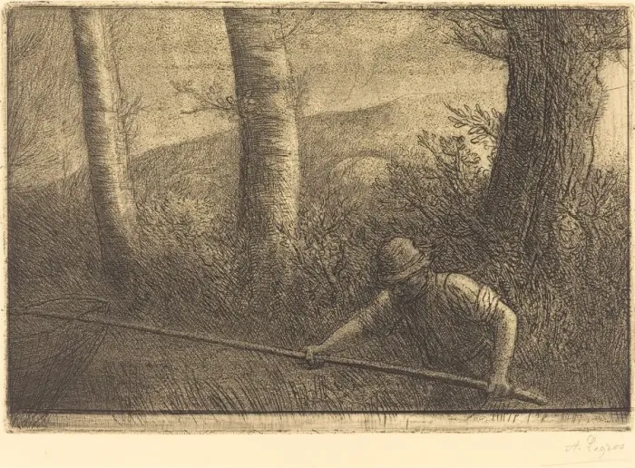 Framed Print : Fisherman with a Hoop-net (La peche a la truble). Creator: Alphonse Legros Framed Print : Fisherman with a Hoop-net (La peche a la truble). Creator: Alphonse Legros