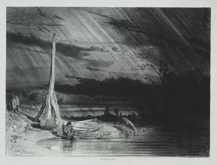 Framed Print : The Fisherman, Rainy Weather, 1847. Creator: Charles-Emile Jacque (French, 1813-1894) Framed Print : The Fisherman, Rainy Weather, 1847. Creator: Charles-Emile Jacque (French, 1813-1894)