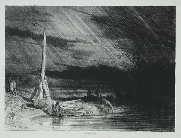 The Fisherman, Rainy Weather, 1847. Creator: Charles-Emile Jacque (French, 1813-1894)