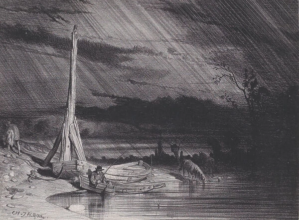 The Fisherman, Rainy Weather, ca. 1853. Creator: Charles Emile Jacque